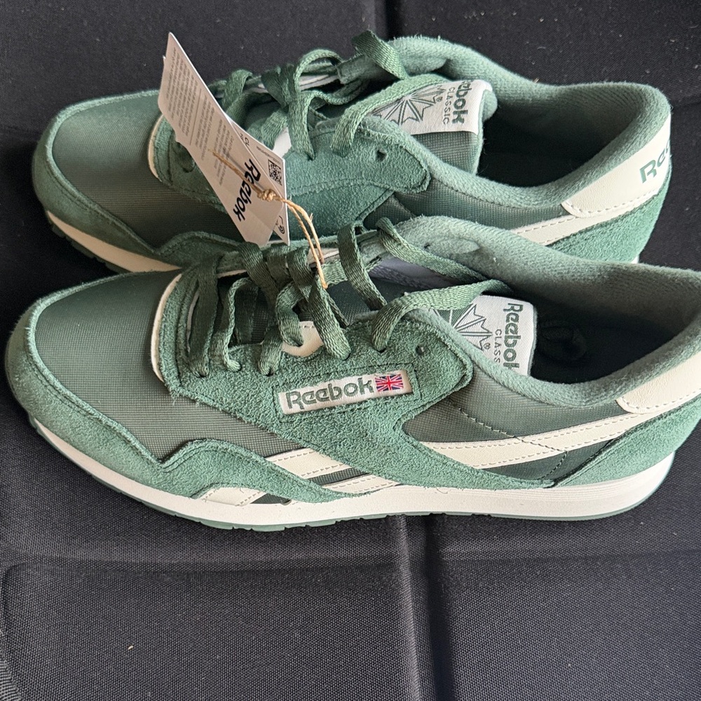 Reebok Classic Green and White Sneakers
